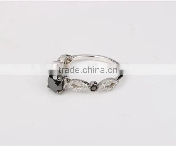 10k Gold Black Diamond Jewellery Luxury Engagement Ring Set for Lady photo-3