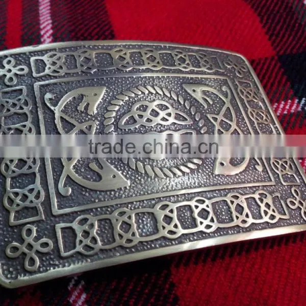Scottish Celtic Design Kilt Belt Buckle In Antique Made Of Brass Material photo-3