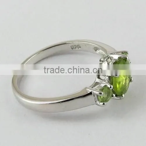 Energe Bloom Green Peridot Ring, Gemstone Silver Jewelry, Fine Silver Jewelry photo-2