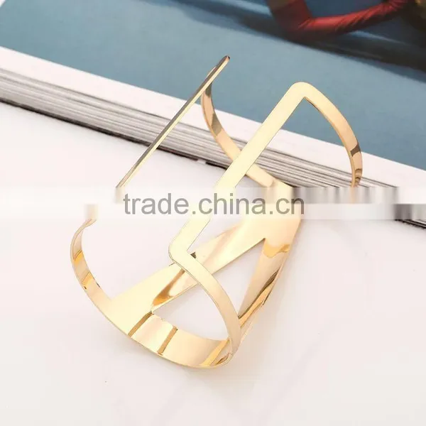 Punk Style Silver/Gold Colour Good Polishing Alloy Wide Metal Bangle AZQJ0051 photo-6