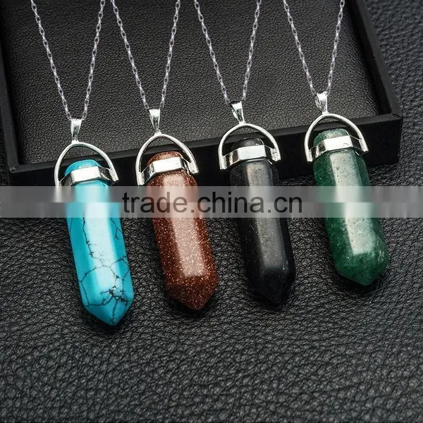 Bullet Shape Natural Stone Real Amethyst Necklaces Crystal Gem Stone Quartz Pendant Necklace For Female photo-3