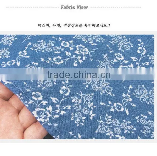 2014 New Design Denim Floral Print Sleeveless Dress , Polo Collar Dress photo-5