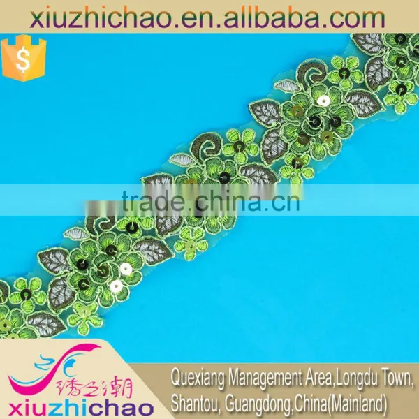 T0105-4A Factory Sale Polyester Sequins Embroidery Lace Trims Dress Decoration photo-2