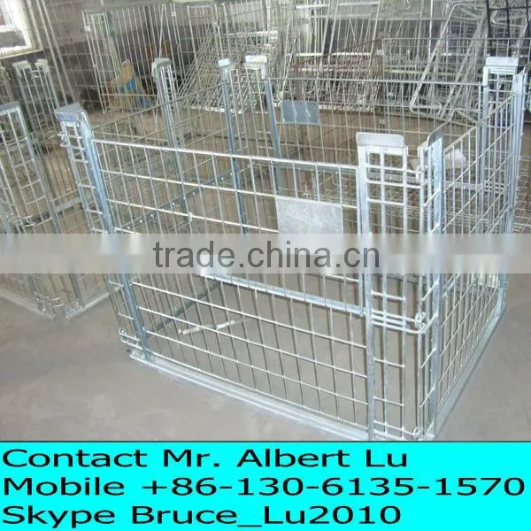 Foldable Metal Wire Cage Stabckable Cage Pallet Cage Storage Warehouse Cage Metal Cage