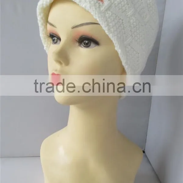 Fashionable Girl's Design Kintted Acrylic Embroidery Beanie Hat photo-2