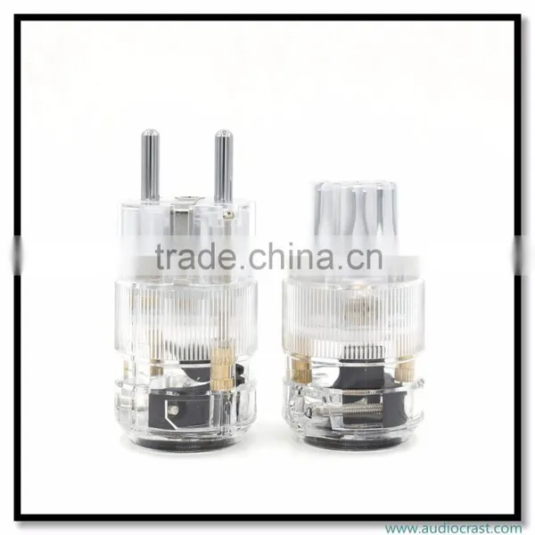 OEM/ODM Rhodium Plated Clear Audio Grade EU Male Power Plug+ IEC Female Plug Connector For Audio photo-2