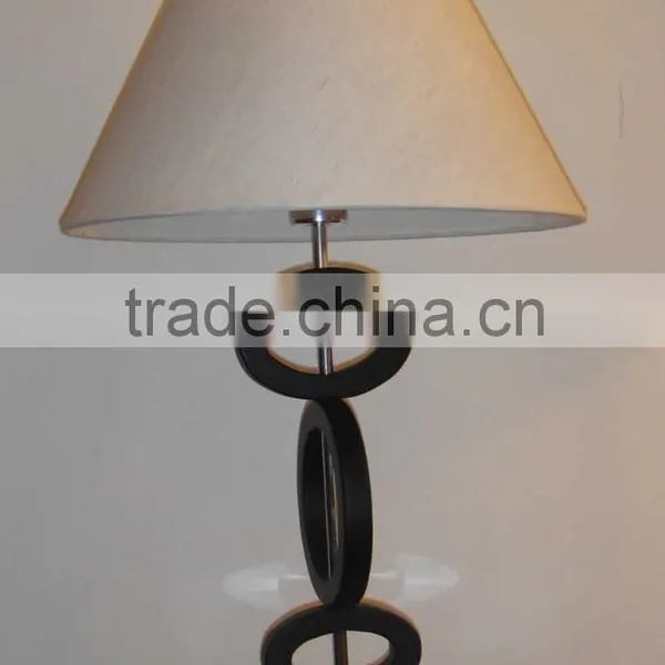 New Design Cross Metal Holder Contracted Hotel Bedroom Table Light Big Brown Fabric Shade Table Light photo-4