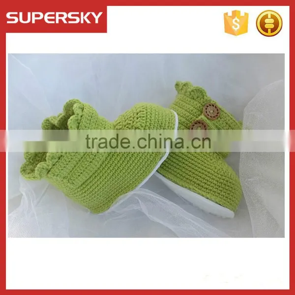 V-126 Hotsell Cute Knit Pattern Warm Crochet Toddler Baby Shoe Indoor Knitted Newborn Shoe Slippers photo-3