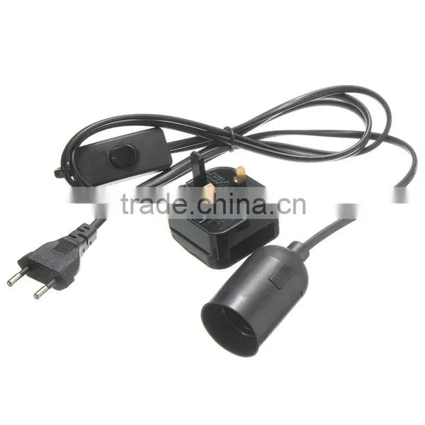 E27 1.5M Plug In Lamp Base Light Socket Switch Cable Vintage Antique Household Lamp Holder EU/UK Plug photo-2