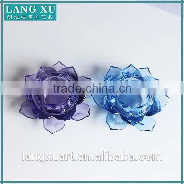 LX-Z148 Crystal Clear Tealight Lotus Flower Candle Holder Wholesale photo-4