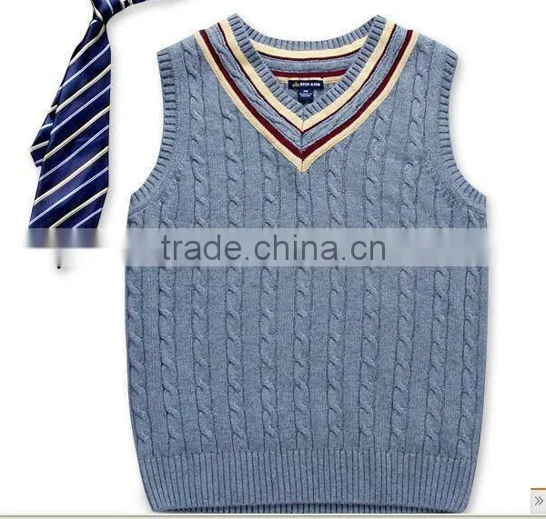 v Neck Children's Thick Cotton School Uniform Vest/sleeveless Sweater