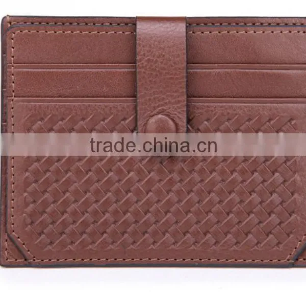 Factory OEM Super Slim Full Protect Snap Closure Lightweight Braided Leather Slim Bag photo-4