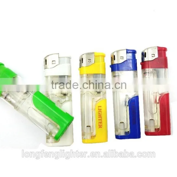 Cigarette Plastic Material Gas Electronic Refilling Lighter With LED Light photo-3