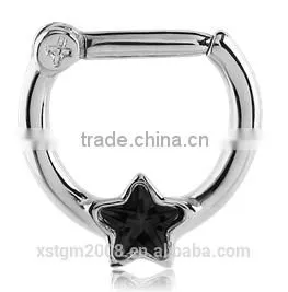 Diamond Stainless Steel Clicker Star Nose Ring Clicker Piercing Jewelry photo-3