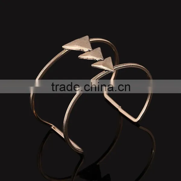 2016 New Gold Silver Triangle Alloy Wide Open Cuff Bangle Bracelet For Women Fashion Jewelry