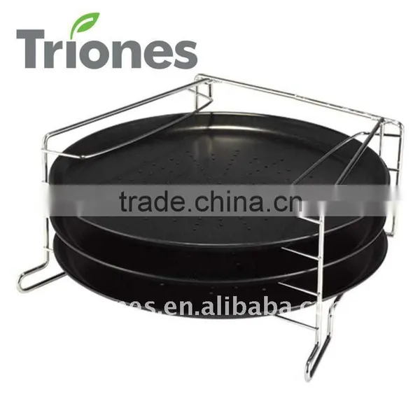 Wholesales 3pcs Pizza Pan Set With Rack