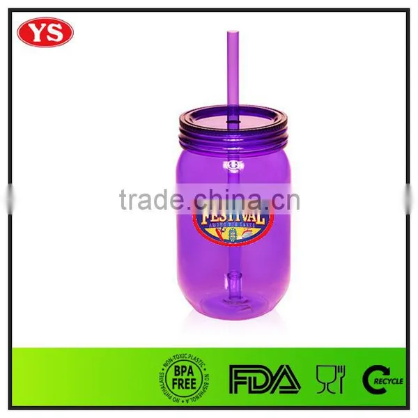 Bpa Free 540ml Customized Plastic Jar Tumbler With Straw photo-3