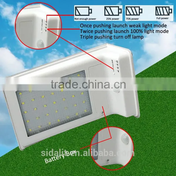35 Led Aluminum Pad Ip65 380LM PIR Sensor + Light Control+weak Light Solar Led Outdoor Wall Light photo-4