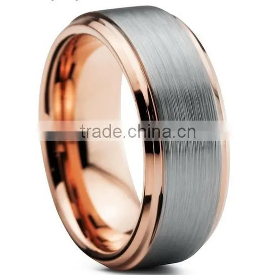 8MM Rose Gold Tungsten Carbide Ring, Brushed Two Tone Tungsten Carbide Ring, Hot Sale Tungsten Ring photo-2