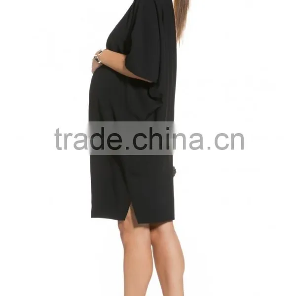 DRAPE SLEEVE MATERNITY DRESS IN BLACK Maternity Clothes,one Shoulder Maternity Clothing, Preganet Dress photo-4