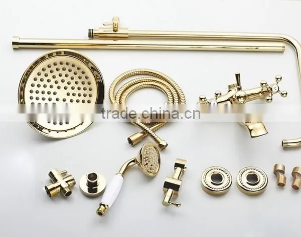 Exposed Contemporary Brass Bath&shower Faucet Set in Vacuum Coating Gold Finish photo-6