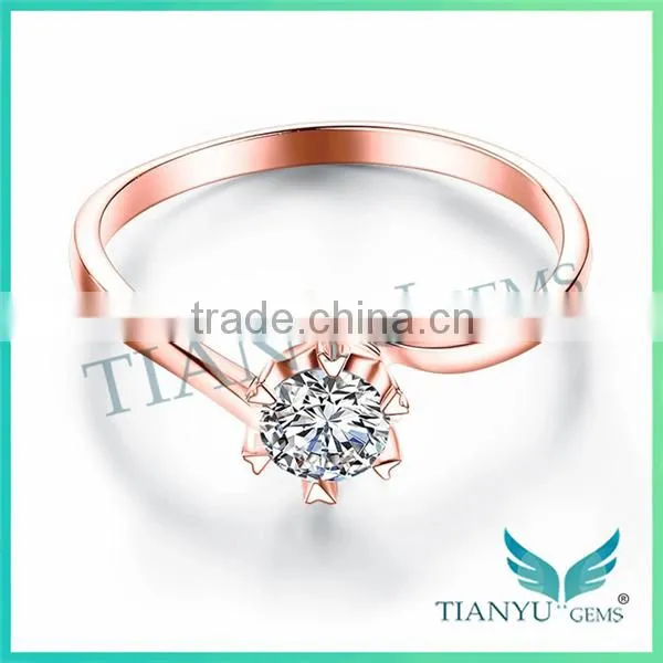 Fashion 18k Gold Wedding Rings VVS1 E-F 1Carat Moissanite Diamond Rings for Women photo-2