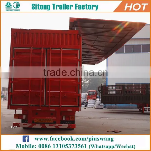 Factory Direct 3 Axles Wing Open Van Semi Trailers Wing Body Enclosed Cargo Trailer photo-2