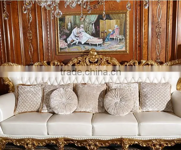 Luxury Classic Golden Antique Full Solid Wood Sofa Set, Wedding Sofa For Bride And Groom(MOQ=1 SET) photo-4