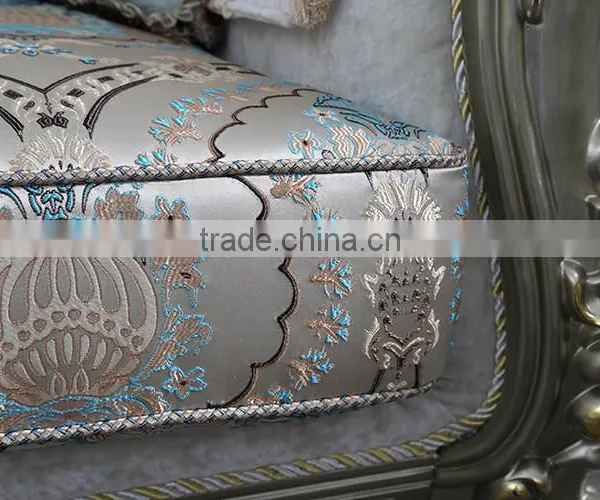 French Royal Champagne Gold Wooden Upholstery Sofa Set, Villa 1+2+3 Sofa Furniture(MOQ=1 SET) photo-5