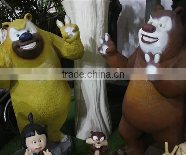 Fiberglass Polyresin Bald Head Bear Statue Combination Cartoon Character Figurine photo-3