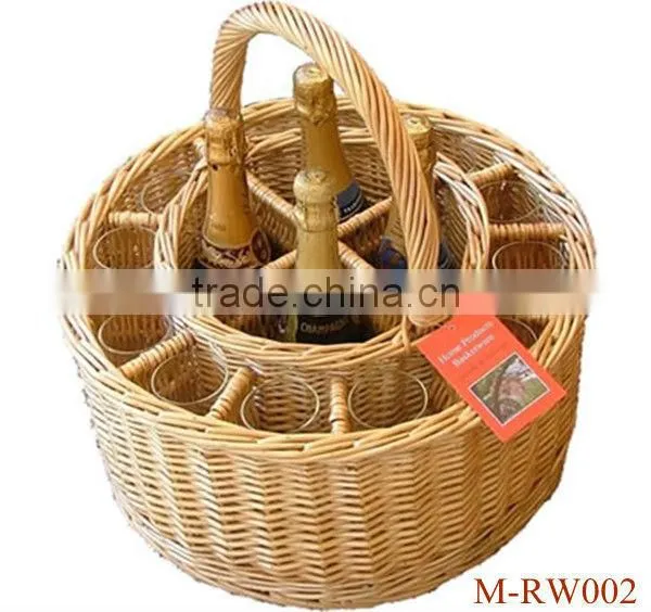 Four Section Painted Wicker Bottle Holder photo-3
