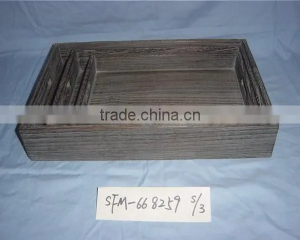 Disposable Handmade High Quality Carbonization Wooden Serving Fruit Tray photo-2