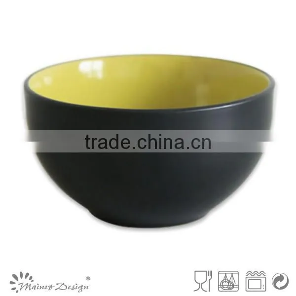 Matt Color Round Shape Ceramic Two Tone Soup Bowl photo-2