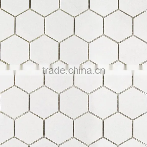 MM-CV258 Fashionable Indoor Decor Natural Stone Marble Thassos Hexagon Mosaicmosaic photo-2