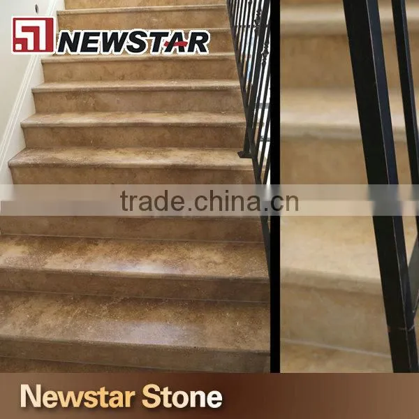 Newstar Coffee Yellow Color Travertine Stair Treads photo-3