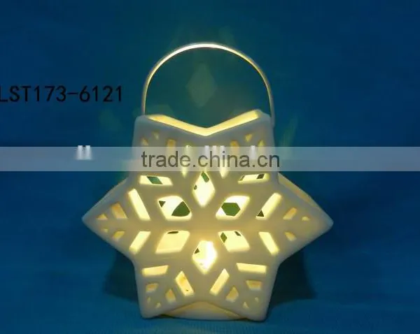 White Bisque Ceramic Christmas Tree Ornaments Wiht Led Light photo-2