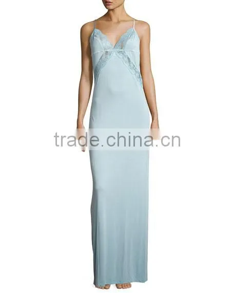 Mature Women Sexy Nightgown Blooms Lace-Trim Wholesale Clothing Manufacture Custom Nightgown photo-3
