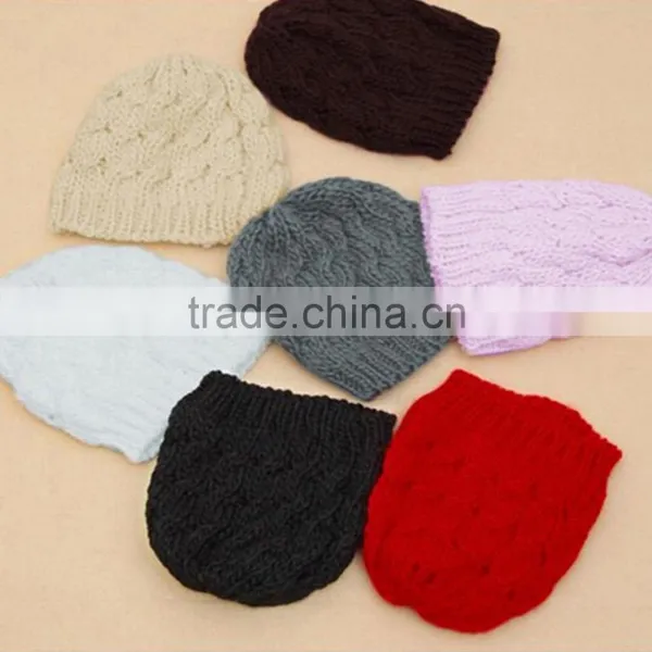 In Autumn and Winter to Keep Warm Knitting Cap Couples Pur Color Upset Twist Cap photo-3