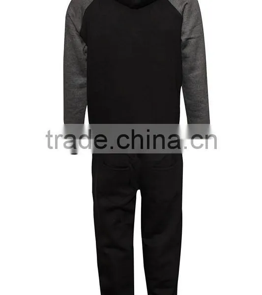 Mens Fleece Print Detailed Hooded Top Bottom Warm Up Jogging Tracksuit photo-2