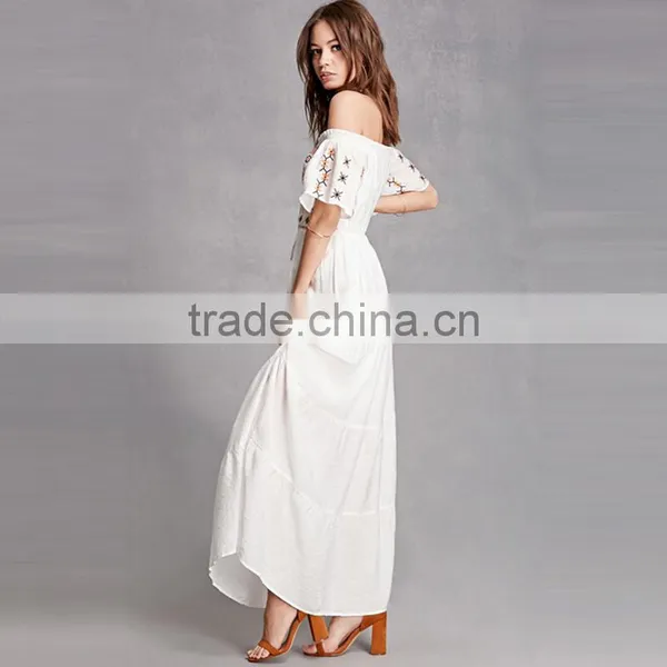 Wholesale Mexican Dresses Women Summer Floral Embroidery Maxi Dress HSD9975 photo-2
