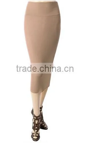 Fashion Lightweight Stretchy Fabric Elastic Waist Band Pencil Skirt for Woman photo-5