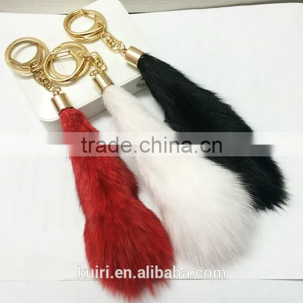 Fashion Handbag Accessories Fox Fur Tail Keychain photo-5