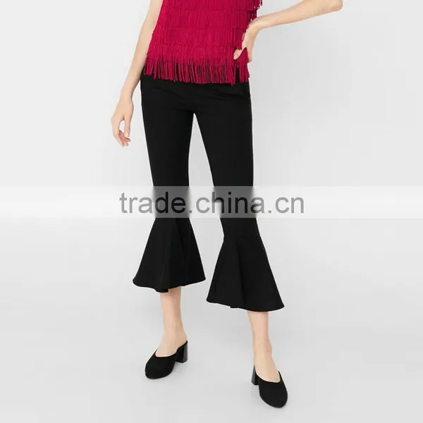 New in Fashionable Black Cropped Bell-bottom Pants for Women photo-2