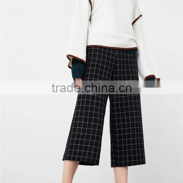 Attractive Glitzy Cropped Cutting Side Zip Cotton Womens Checkered Pants photo-5