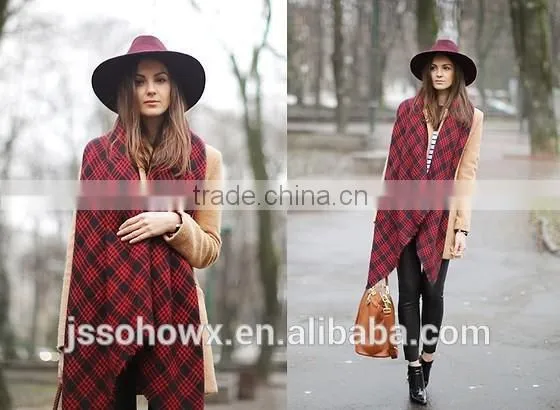 2014 Winter Hot Sale Classic Black & Red Plaid Scarf Shawl photo-2
