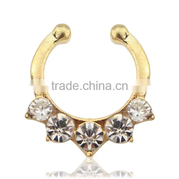 2017 Septum Clicker,Fake Septum Ring,Nose Ring Body Piercing Jewelry With Gems photo-4