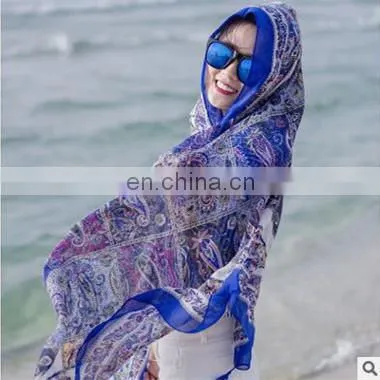 2018 New Folk Style Paisley Retro Silk Scarf Shawl Sunscreen Tourism photo-2