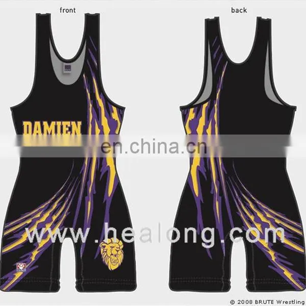 Healong Sublimation Pink Wrestling Singlet Biggest Factory