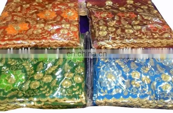 Nigerian African Dubai Indian Taffeta Sequins Work George Wrappers With Blouse photo-2