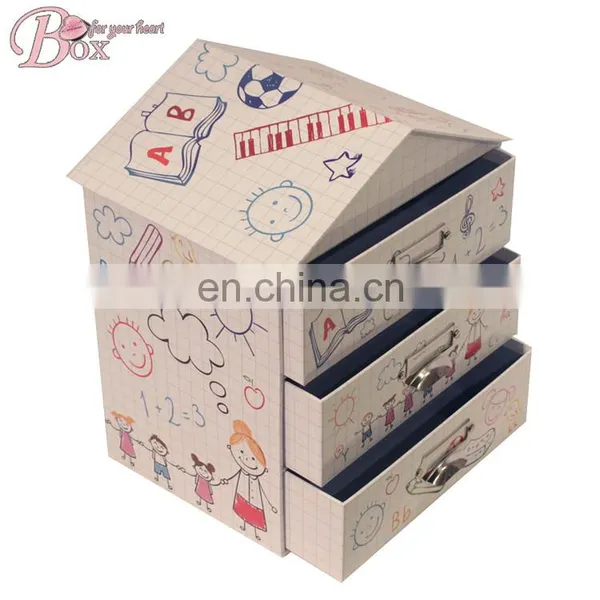 Cardboard House Shaped Drawer Clothes Office Files Storage Box photo-3